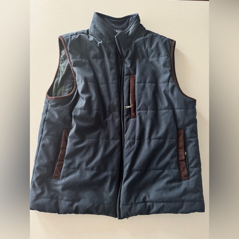 Brooks Brothers Dark Blue and Brown Quilted Vest